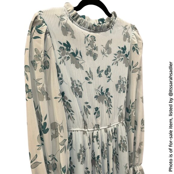 ANRABESS Women's Floral Chiffon Midi Dress with Puff Long Sleeves and Mock Neck - Picture 9 of 15